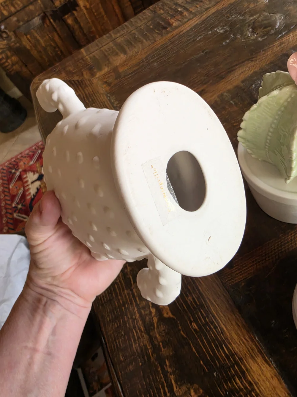White Ceramic Cactus Decor with Two Faux Succulent Pots EUC